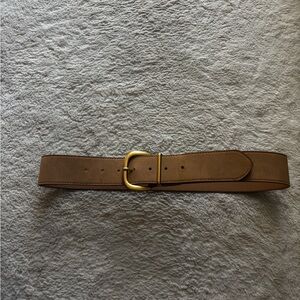 American Eagle Outfitters Tan Faux Suede Belt with Gold Buckle - M